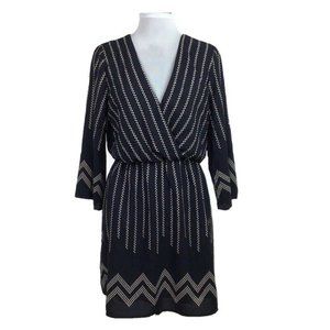 Lulu's Navy Blue & White 3/4 Sleeve Dress